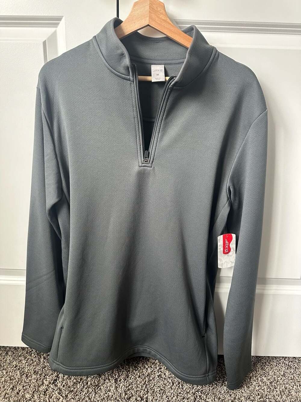 BCG Men's Golf Textured 1/4 Zip Pullover Gray Dark Shadow Size M